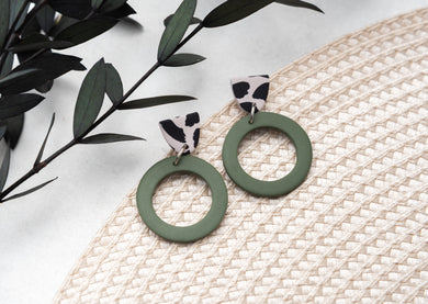 Green and terrazzo hoop earrings - Rebekraft